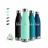 Trinkflasche- 0.5 liter- Trinkflasche Edelstahl, Trinkflasche Auslaufsicher, 24h Kalt & 12h Warm, Trinkflasche Kohlensäure Geeignet, BPA-Freie, Thermosflasche Doppelwandig, für Schule, Büros, Reisen
