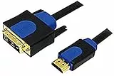 Logilink 131620 DVI/HDMI Anschlusskabel 2.00m CHB3102 vergoldete Steckkontakte, schraubbar Schwarz [1x DV, Schwarz-UHU003