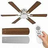 Airwit 132 cm Deckenventilator mit Beleuchtung und Fernbedienung, Deckenventilator mit Licht, leiser DC-Motor, 6 Geschwindigkeiten, dimmbare LED, Timer, Sommer-/Winterbetrieb, Walnuss/Silber