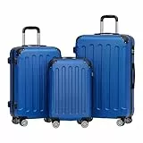 BEIBYE 2045 Zwillingsrollen 3tlg. Reisekoffer Koffer Kofferset Trolleys Hartschale in 20 Farben (Blau)