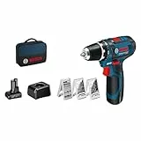 Bosch Professional 12V System Akku Bohrschrauber GSR 12V-15 (inkl. 39 tlg. Zubehörset, 2.0Ah Akku, 4.0Ah Akku, Ladegerät GAL 12V-20, Werkzeugtasche)