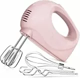 Leaflai Handrührer Elektrisch-Handrührgerät, 5 StuFen Handmixer, Enthalten 1 Schneebesen, 2 Rührbesen, 2 Edelstahl-Knethaken,spülmaschinenfest(Rosa)