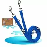 KURI PAI® Komfortable Hundeleine 3m | Verstellbare Hundeleine kleine Hunde | Bambusviskose | Strapazierfähig und weich | Perfekt für alltägliche Spaziergänge | S (1.5cm Breit) - Blau