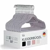 Blumtal Kleiderbügel 30 Stück ohne Clips - Kleiderbügel Samt 360° drehbar und belastbar - Ultra platzsparend und rutschfest - Hangers - Samtbügel Grau