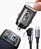 Plp tek Zigarettenanzünder ladegerät Auto USB C Adapter mit 1m Lightning Kabel, 30W Kfz Ladegerät Ladeadapter Auto ladekabel für iPhone 14 13 12 11 Pro Max/X/8/7/6