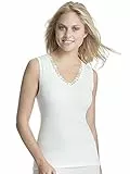 SUSA Thermo Oberteil Damen Angora Weiß I Kälteschutz mit angenehmem I 100% Made in Germany I Thermounterwäsche Damen Oberteil ärmellos