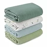 GLLQUEN BABY Pucktücher Neugeborenen 4 Stück, Musselin-Baumwolle kinderdecke, 95x100cm kuscheldecke für Kinder, Kleinkinder, Kinderbett, Kinderwagen, Junge oder Mädchen babydecke,Geschenk zur Geburt