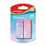 KeyRoad Universal Radiergummi/Radierer für Bleistift und Buntstift/ 2 Stücke/Blister/Farbe: Pastellfarben/Ideal Schule Büro, KR972036