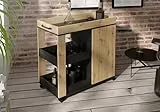 Forte Home BAR Barschrank 70 80, Schrank mit Rollen und 2 Türen, Barmöbel, Wohnzimmerbar, Barzimmer, Holzwerkstoff, Artisan Eiche/Schwarzeiche Holzdekor, 77 cm breit x 88,2 cm hoch x 42 cm tief