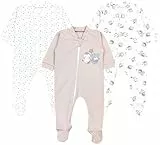 TupTam Unisex Schlafstrampler 3er Pack Baumwolle mit Reissverschluss, Farbe: Bärchen Sterne Beige, Größe: 80