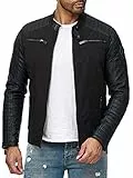 Redbridge Herren Jacke Lederjacke Kunstleder Biker Übergangsjacke Schwarz M