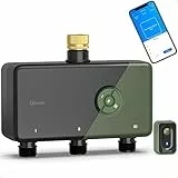 Diivoo WLAN Bewässerungscomputer mit 3 Ausgängen, Messinganschlüssen & 18 Zeitplänen, Smarte Bewässerungsuhr kompatibel mit APP/Alexa/Google Sprachsteuerung, Regenverzögerung für Rasen, Garten, Balkon