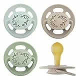 nip - Cherry Green | ab 6 Monate | 4er Pack | Stillfreundlicher, zahnfreundlicher Babyschnuller. Nachhaltiger Schnuller aus natürlichen Rohstoffen, Hellgrün/Braun