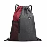 Rucksack mit Kordelzug, modisch, for Schule, Fitnessstudio, Kordelzug, lässiger String-Rucksack, Schulrucksack for Teenager-Frauen (Color : Wine red)