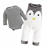 JiAmy Baby Kleidung Junge Mädchen, Baby Bekleidung Strampler Neugeborene Overall Bekleidungssets Grauweiß 0-3 Monate