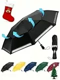 Chakipee Regenschirm Sturmfest Taschenschirm mit Reflexstreifen Schwarz Umbrella Kompakter Reise Winddichter Automatik Auf und Zu Doppelt Belüftetes Vordach 8 Rippen für Herren Damen Kinder
