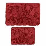 Mixibaby Badematten-Set 2-teiliges Weiche Badezimmerteppiche rutschfestes Schnell trocknend maschinenwaschbar Für Bad Dusche & WC 50x80 cm + 50x40 cm, Größe:50 x 80 cm + 50 x 40 cm, Farbe :Rot