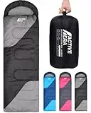 Active Era Premium Mumienschlafsack 250 GSM, Schlafsack Winter & Sommer, 0°C bis 15°C, Indoor und Outdoor Camping, Festivals, Sleeping Bag Wasserabweisend, Ultraleicht, Kleines Packmaß - Schwarz