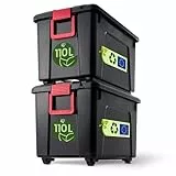 Iris Ohyama, große Kunststoff-Aufbewahrungsbox, 110 l Garagen-Aufbewahrungsbox, 2er-Set, SIA-110, schwarz, stapelbar, Verschlussklammern – B75 x T44,5 x H45 cm