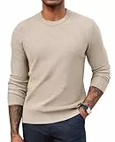 PJ PAUL JONES Herren Pullover Modern Rundhals Langarm Strukturmuster Stricksweater Aprikose S