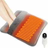 SANHSEHOME 48 x 48 cm Fußwärmer elektrisch Doppelheizung Fußheizung mit 6 Heizstufen & 3 Timer, schnellheizend, waschbar, automatische Abschaltung, Fusswärmer mit Strom für Bett, Büro, Zuhause (Grau)