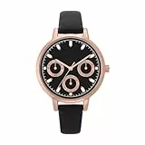 NUOVO Klassische und minimalistische Damen-Armbanduhr mit modischem schwarzem Armband und DREI Sub-Zifferblättern verziert für Damen Bankette