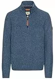 camel active Herren Troyer Pullover aus einem Wollmix Denim Blau, Menswear-XXL