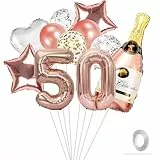 VIKY Deko 50. Geburtstag Frauen, Rosegold 50 Geburtstag Frauen Deko, Luftballon 50 Geburtstag Frau Mann, 50. Geburtstag Deko Set Luftballons 50. Geburtstag, Konfetti Luftballon Party Deko Supplies