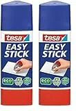 tesa Easy Stick ecoLogo 25 g, präzises Kleben, lösungsmittelfrei, geruchsneutral, kalt auswaschbar, umweltfreundlich 100% recycelter Kunststoff, 60% natürliches Material, 80% recycelte Verpackung