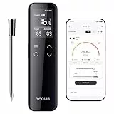 BFOUR WiFi Bluetooth Grillthermometer,Fleischthermometer mit 5+1 Sensoren,2600mAh Akku,IP67 Wasserdicht,App-Steuerung,Bratenthermometer Für Smoker, Grill, Ofen & Küche