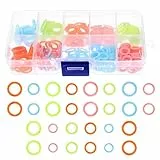 180 Stück Farbige Maschenmarkierer Ringe (Groß/Mittel/Klein) Maschenringe mit Kunststoffgehäuse Stricken Häkeln Verriegelung Gegenstichnadel Clips Strickzubehör für selbstgemachtes Kunsthandwerk