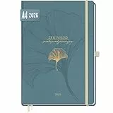 Häfft® Wochen-Notiz-Kalender 2026 A4 'Blue Ginkgo' Buchkalender, Planer Notiz-Timer, Terminplaner, Wochenkalender, Organizer, Terminkalender mit Einstecktasche - nachhaltig & klimafreundlich