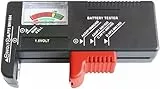 Werkzeyt Batterietester - Mit analoger Anzeige - Zum Prüfen des Ladezustands - Ideal für AAA, AA, C, D (1,5 Volt & 9 Volt) - Einfache Bedienung/Batterie-Prüfgerät/Messgerät/B29821, Schwarz Rot