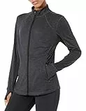 Amazon Essentials Damen Jacke aus Angerautem Tech-Stretch mit Langem Reißverschluss - Auslauffarben, Schwarz Space-dye, XXL