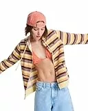 Roxy Gestreifter Kapuzenpullover mit Reißverschluss, perfekt gestreift, für Damen, Braun