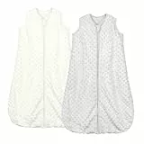 Mosebars Schlafsack Baby 1,5 Tog 2er Pack Ganzjährig Kinderschlafsack mit Sojafaser Baumwolle Schlafsack Verschiedene Größen Herbst Winter Schlafdecke (Grau&Weiß, M)