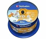 Verbatim DVD-R AZO 4,7GB - 16-fache Brenngeschwindigkeit - Bedruckbar - 50er Spindel - Silber
