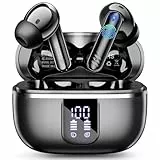 Bluetooth Kopfhörer, 3D HiFi Stereo Kopfhörer Kabellos Bluetooth mit 4 ENC Mic, 46 Std Noise Cancelling Kopfhörer mit USB-C-Schnellladung, IPX7 Wasserdichte In Ear Ohrhörer für Android iOS. Schwarz
