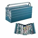 Wiltec Werkzeugkiste 530x200x250mm aus Stahl mit 7 Fächern, beständiger Werkzeugkasten mit Handgriff, Werkzeugbox