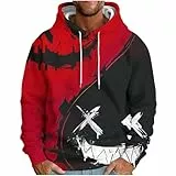 KOG Hoodie für Herren 2025 Hoodies Tie-Dye Muster Sweatshirt mit Kapuze Fashion Oberteile Jungen Kleidung Mode Kapuzenpullover Männer Casual Lose Kapuzenjacke Baumwolle Pullover Rot L