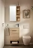 Schildmeyer Gäste WC Set Mads - Waschtisch und Spiegelschrank 702059, weißeiche Dekor