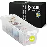 SmartStore - Aufbewahrungsbox mit Deckel Classic 3,5L (38x14x11cm) | Stapelbare Box mit Deckel | Lebensmittelechte Kunststoffbox | Plastikbox mit Deckel & verstärkten Ecken | 10 Jahre Garantie