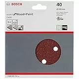 Bosch Accessories Bosch Professional Schleifblatt für Exzenterschleifer Holz und Farbe (5 Stück, Ø 150 mm, Körnung 40, C430), Grau (Gris)