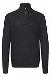 11 Project PRXanthos Herren Strickpullover Troyer Grobstrick Pullover mit Troyerkragen Rippbündchen 100% Baumwolle Regular fit, Größe:L, Farbe:Dark Grey Melange (1940071)