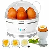 Duronic EB27 WE Eierkocher, Eierkocher für 7 Eier, 400 Watt, Härtegrad von weich bis hart, Überhitzungsschutz und Timer, mit Messbecher und Eipick, Frühstücksei für Familie