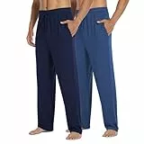 North Bund Herren 2er Pack Schlafanzughose Modal Pyjamahose Nachtwäsche Freizeithose Elastischer Taille Loungewear Lang Hose Schlafhose Weich Loungehose Schlafanzughosen für Männer Mit Taschen