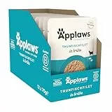 Applaws 100% natürliches Nassfutter für Katzen, Thunfischfilet in Brühe - Packung mit 12 x 70g Beuteln