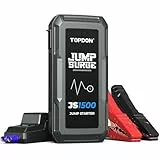 TOPDON Starthilfe Powerbank, JS1500 Starterbatterie 1500A Auto Booster Power Pack für bis zu 6.5L Benzin&4L Dieselmotoren, Kfz Jump Starter mit Starthilfekabel und Eingebaute LED, 10000mAh