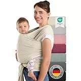 Laleni Tragetuch Baby neugeboren bis 15 kg aus weicher Baumwolle - Babytrage Neugeborene ab Geburt - OEKO-TEX zertifizierte Babytrage Beige - Wickeltuch Baby mit 5,10 m Länge - Baby Trage in Beige.