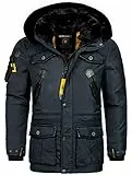 Geographical Norway warme Herren Winter Jacke FVSB Parka Outdoor ACORE Luxus SKI, Farbe:Navy, Größe:XXL